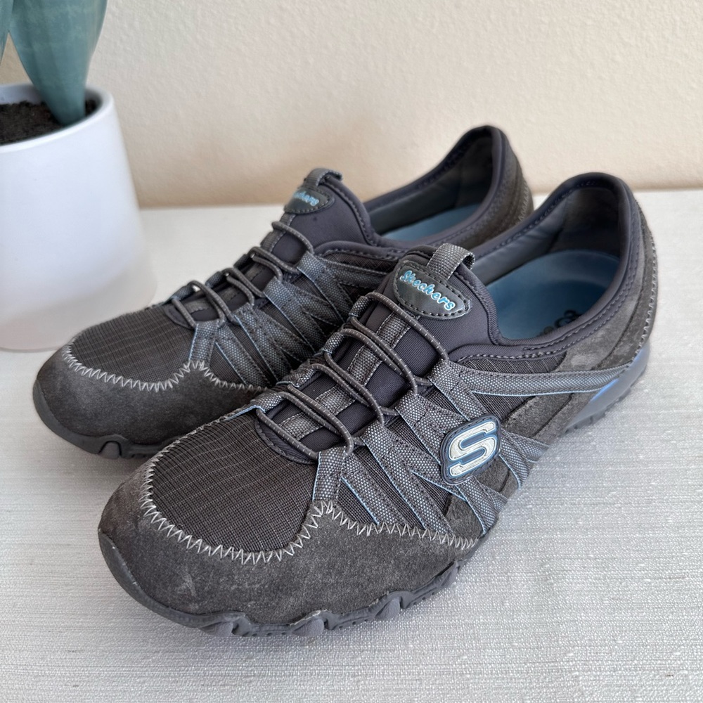 Skechers Gray Suede Low Top Slip On Casual Active Sneakers Women’s 7 - Picture 7 of 13
